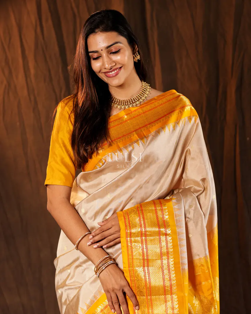 Beige Gadwal Silk Saree T732225-image