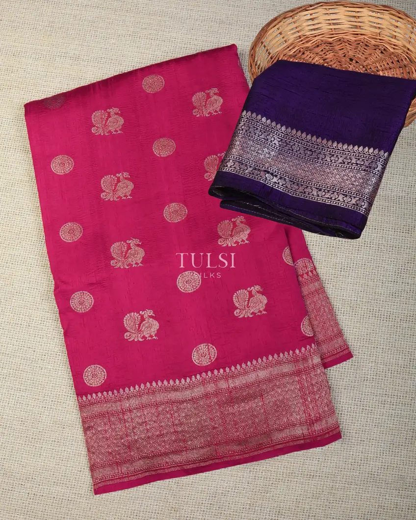 Pink Banaras Tussar Saree T732190-image
