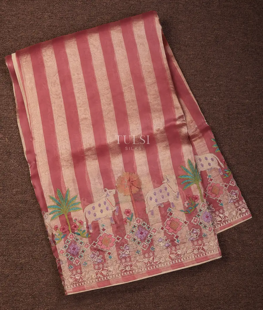 Pink Kora Organza Embroidery Saree T732578-image