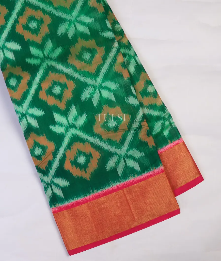 Green Pochampalli Silk Cotton Saree T733826-image