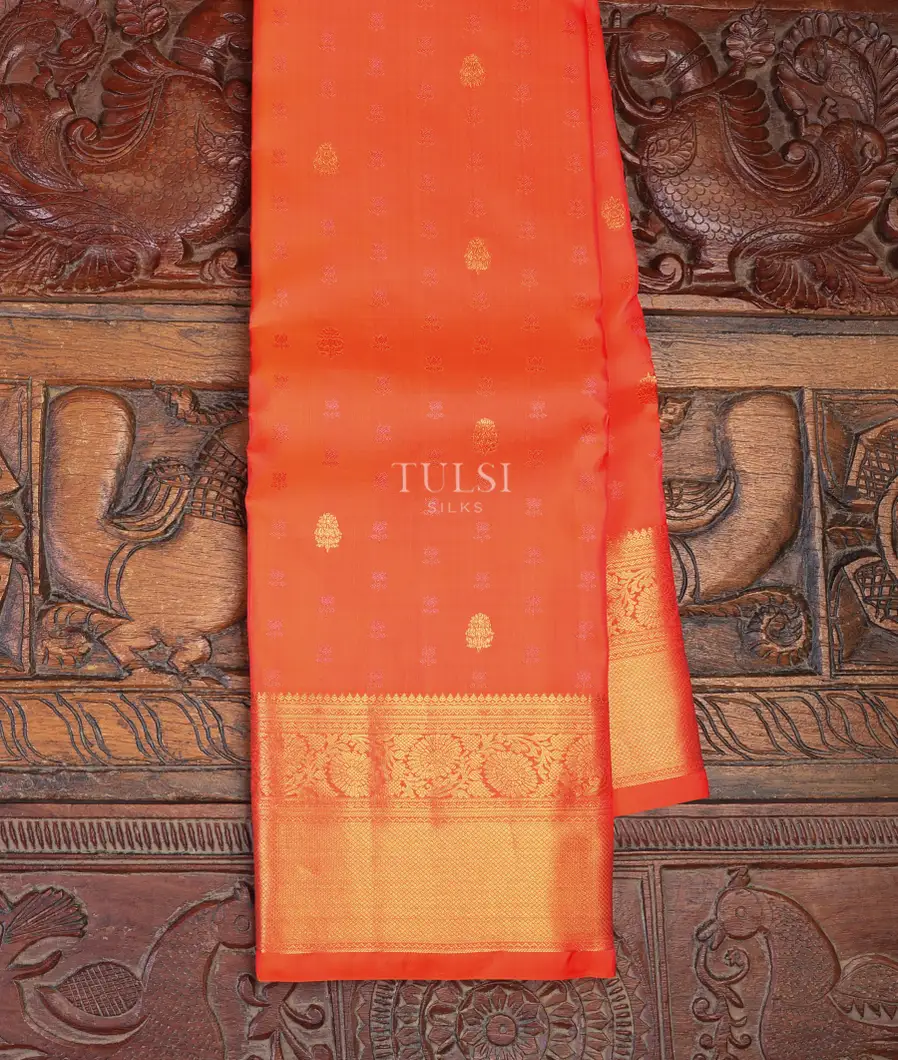 Orangish Pink Soft Silk Saree T716070-image