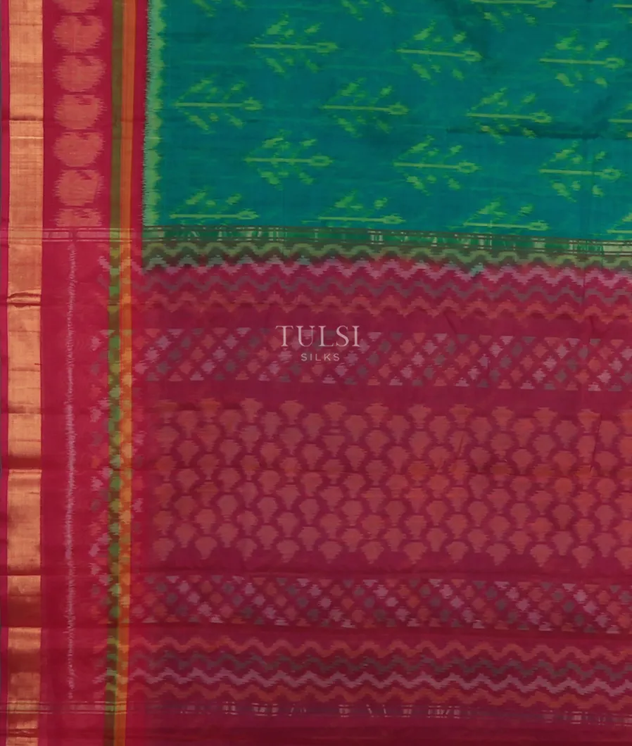 peacock-blue-pochampalli-silk-cotton-saree-t733779-t733779-d