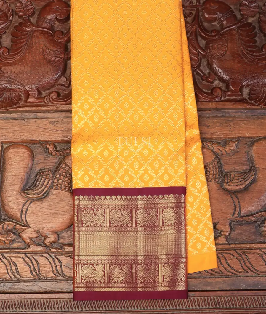 Yellow Kanjivaram Silk Kids Pavadai T642398-1-image