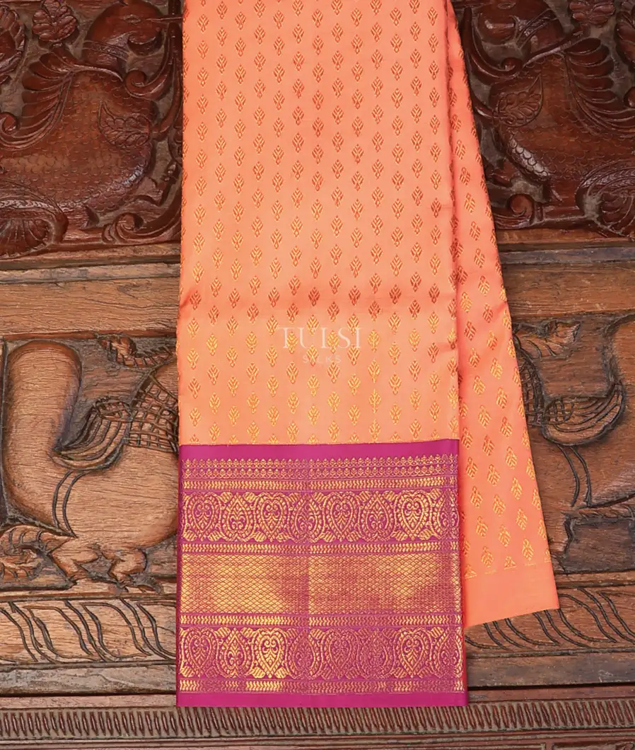 Peach Kanjivaram Silk Kids Pavadai T619465-image