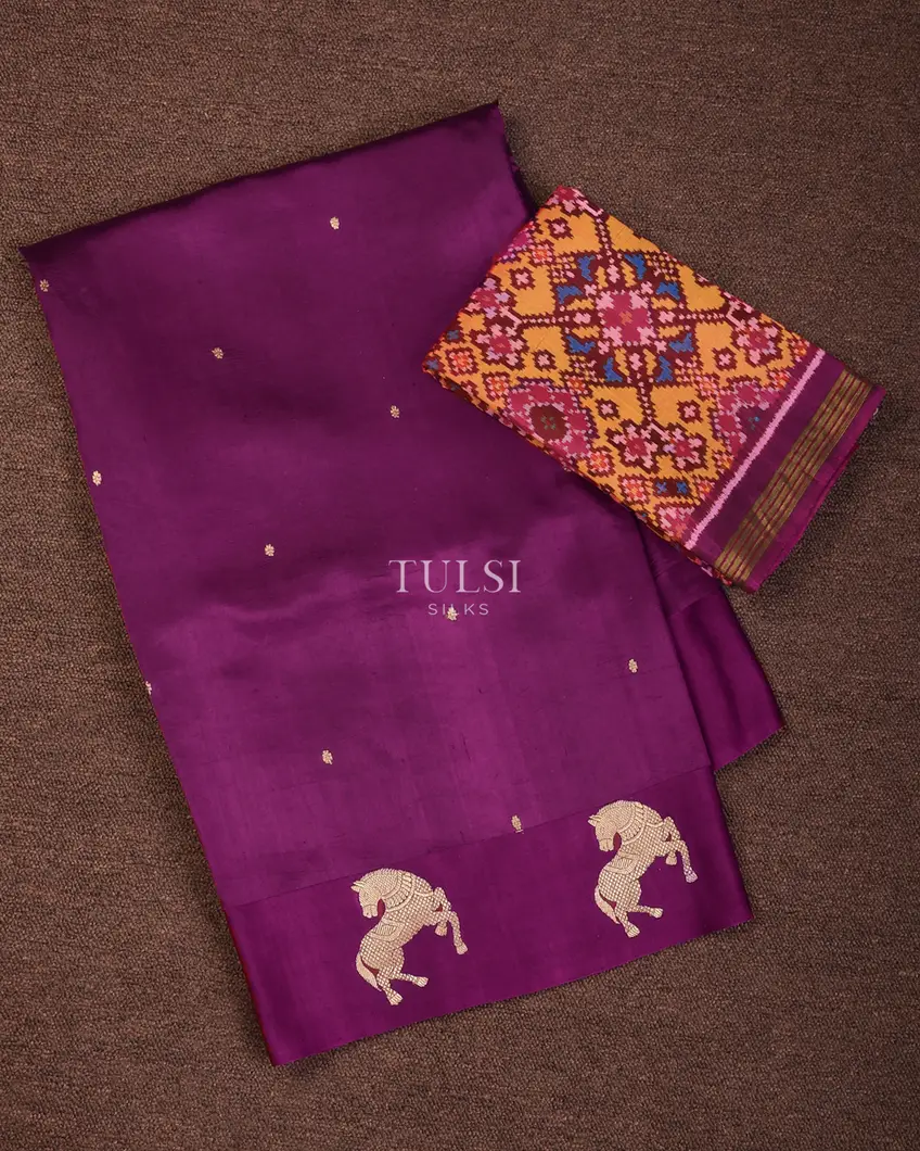Purple Banaras Silk Saree T720683-image
