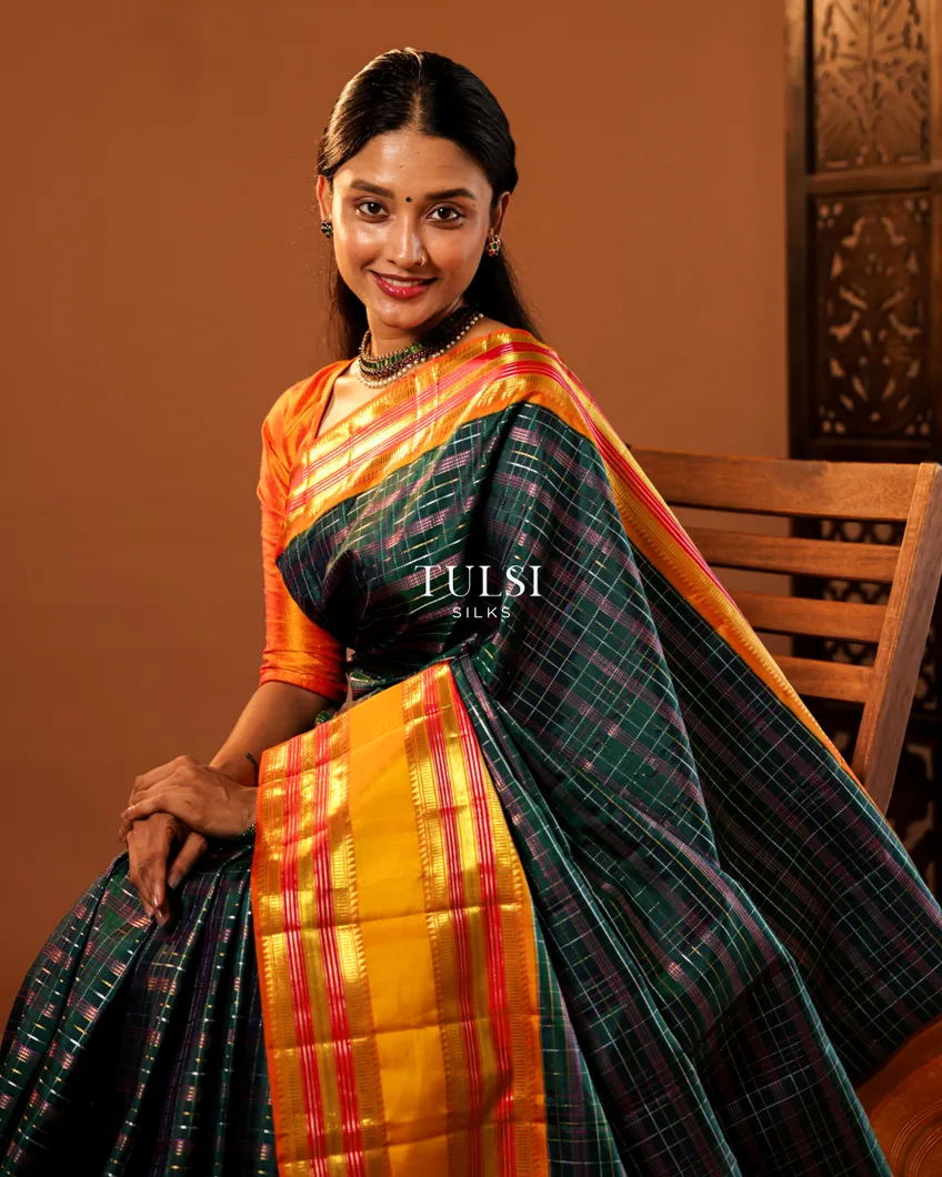 Peacock Green Kanjivaram Silk Saree T730377-image