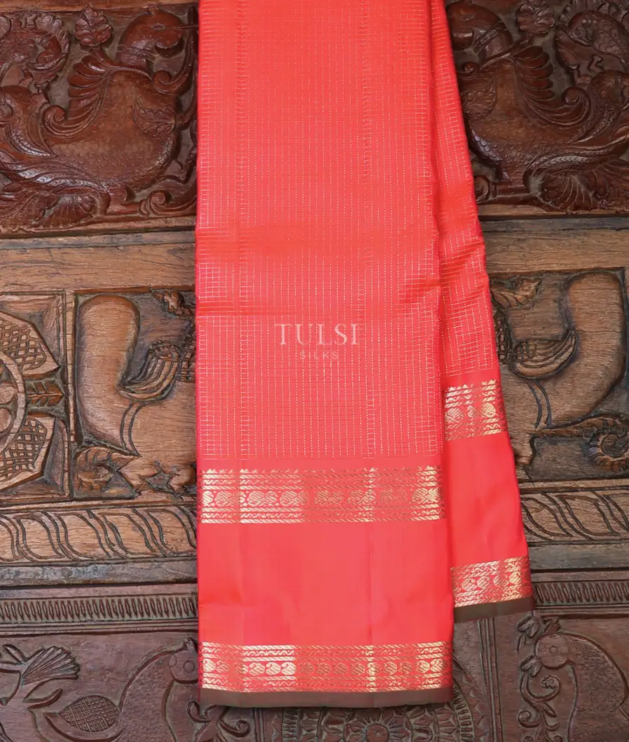 Orangish Pink Kanjivaram Silk Saree T731826-image