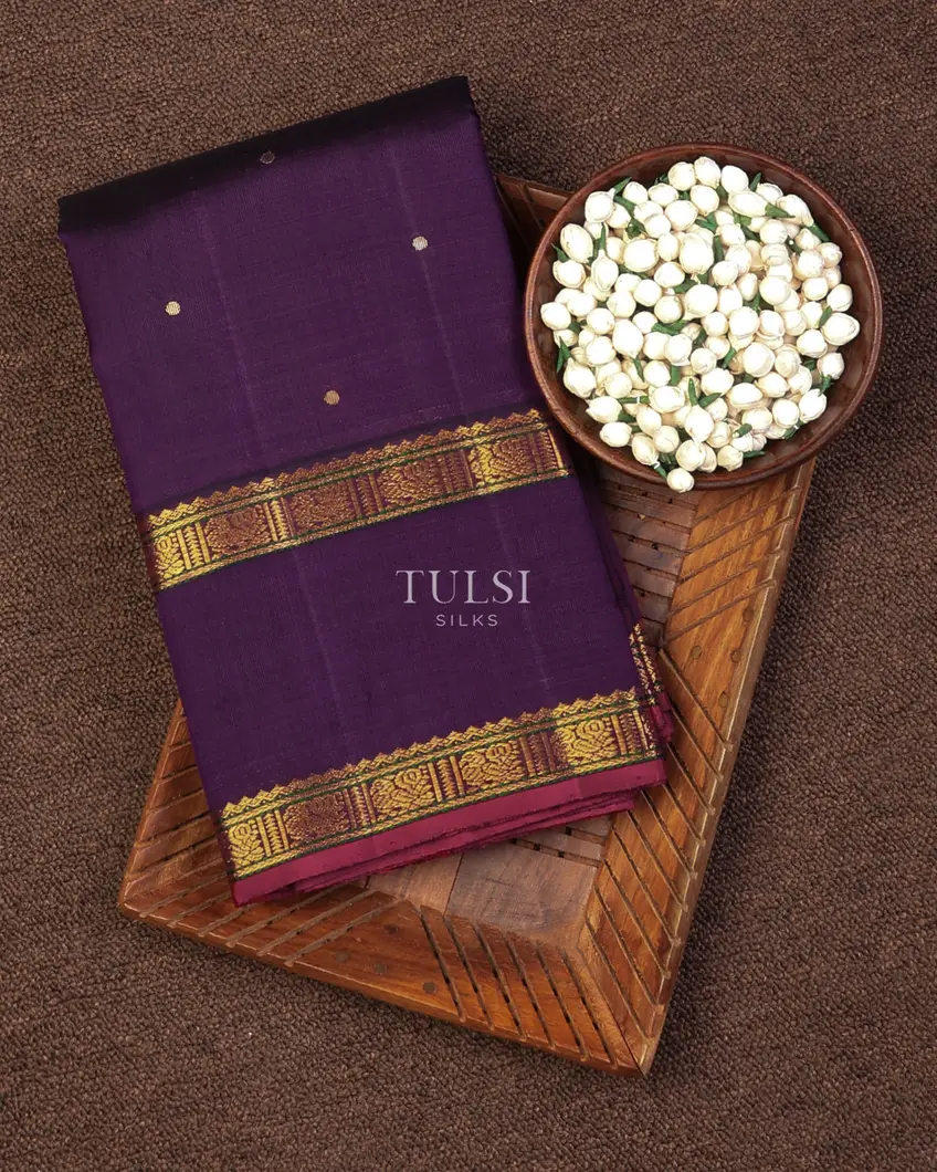 Purple Kora Kanjivaram Silk Saree T732751-image