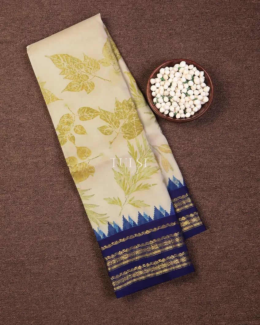 Off-White Gadwal Silk Saree T726032-image