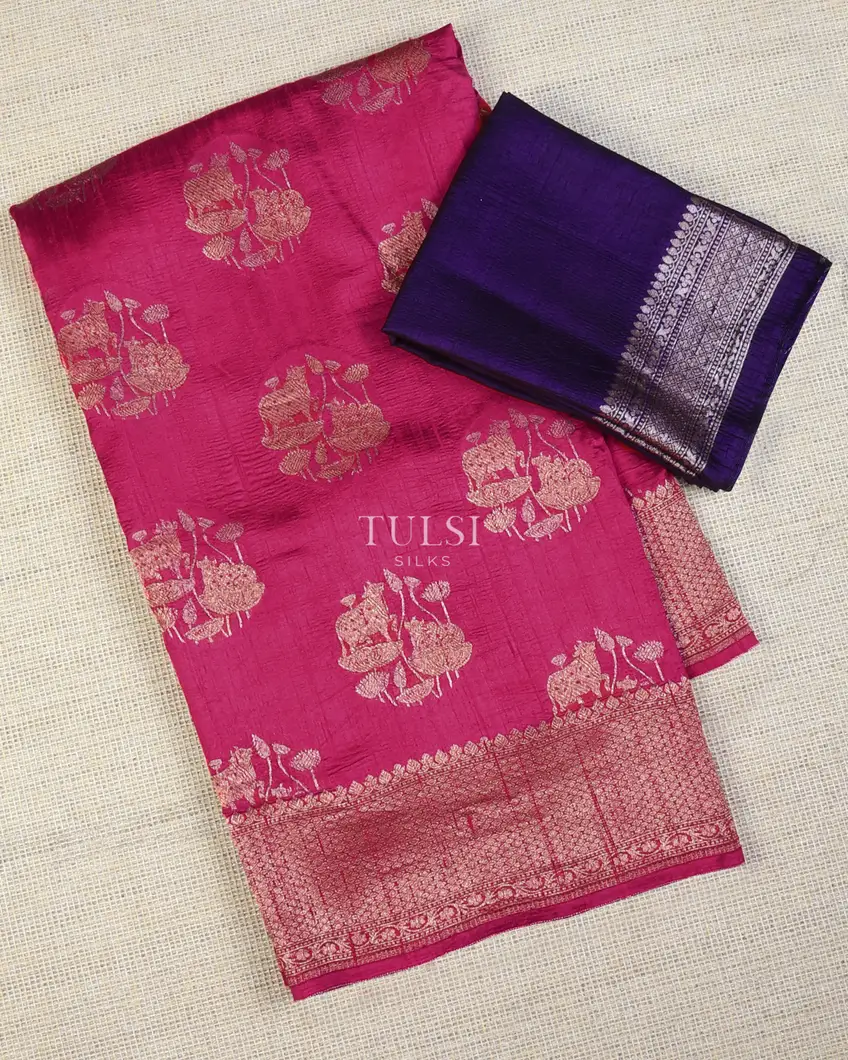 Pink Banaras Tussar Saree T732187-image