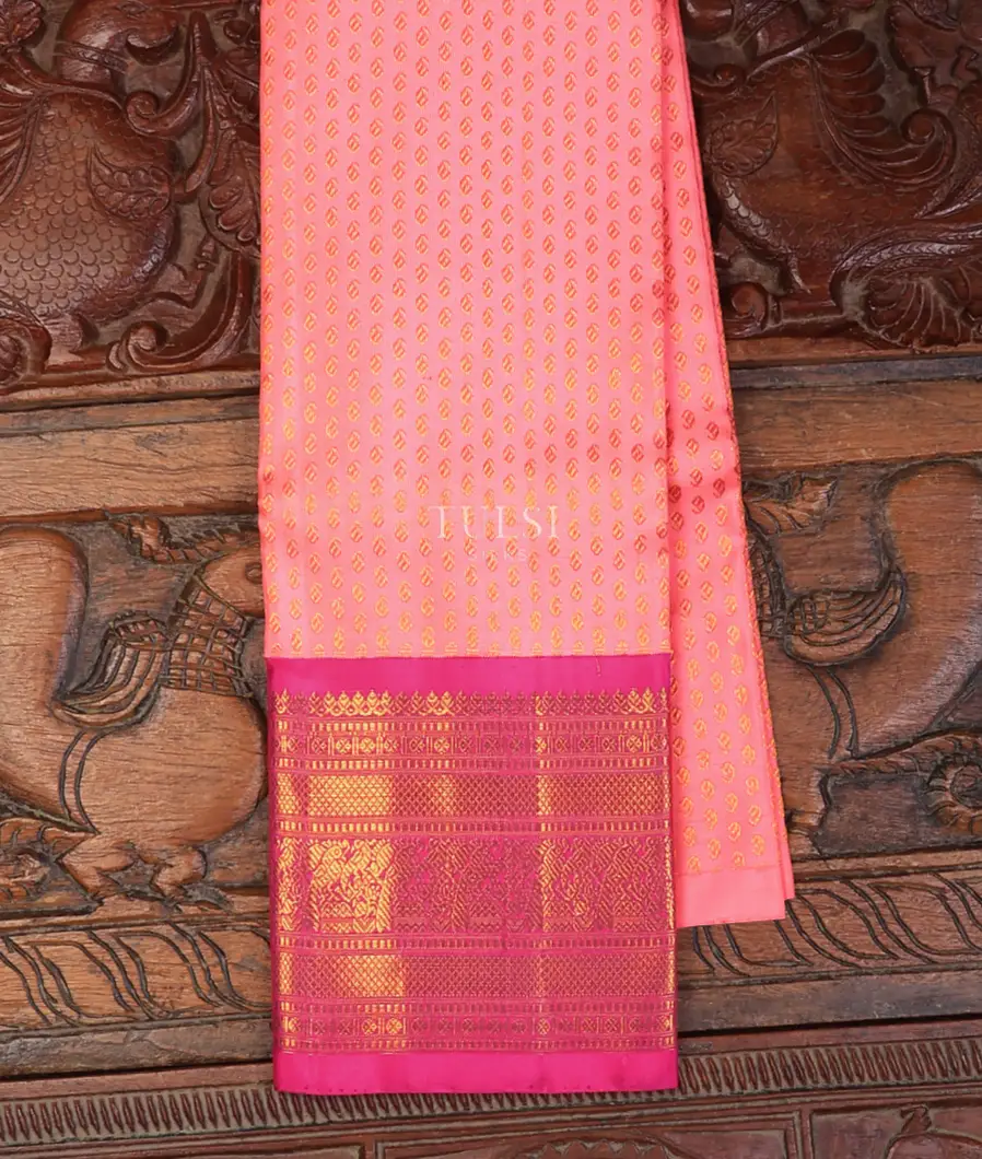 Pink Kanjivaram Silk Kids Pavadai T680157-image