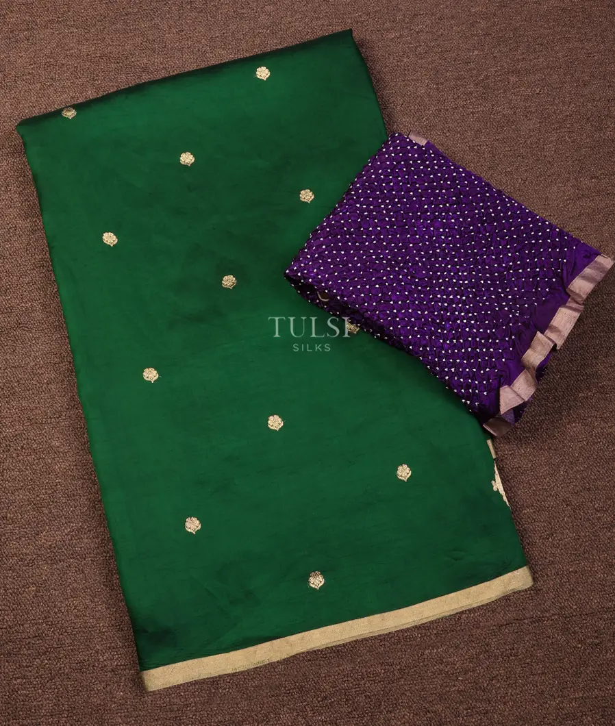 Bottle Green Banaras Silk Saree T725301-image