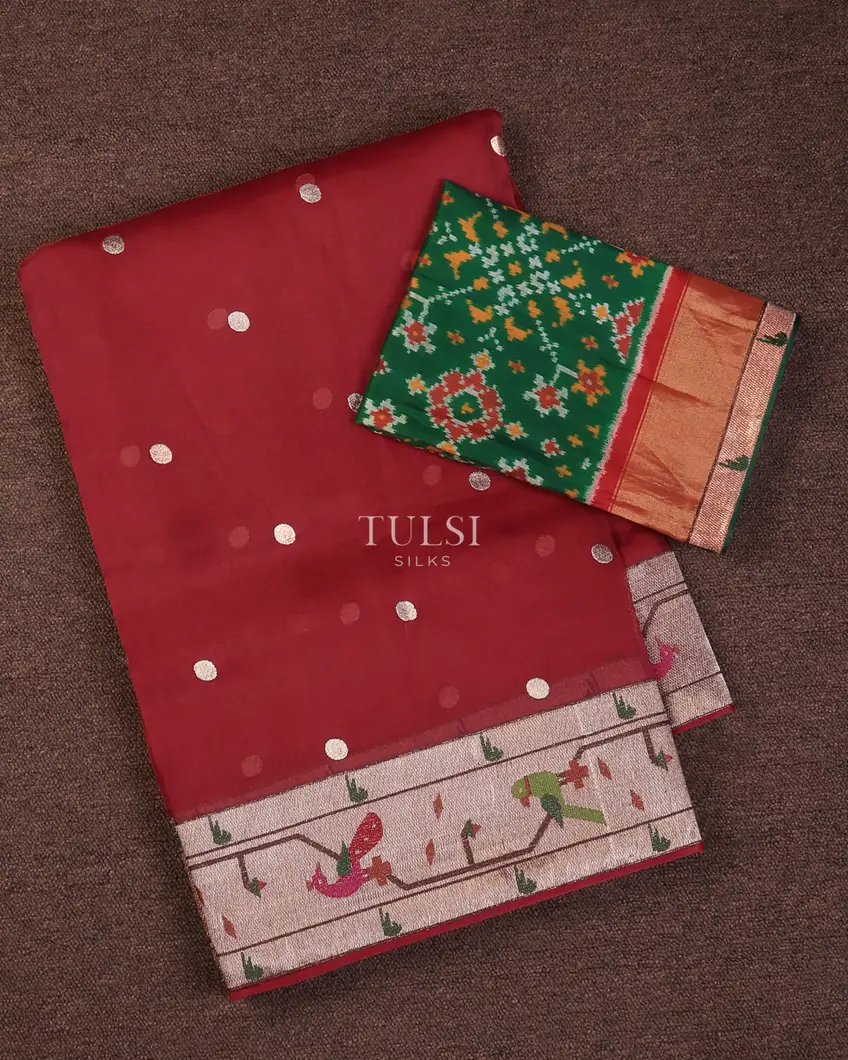 Red Kora Organza Embroidery Saree T734383-image