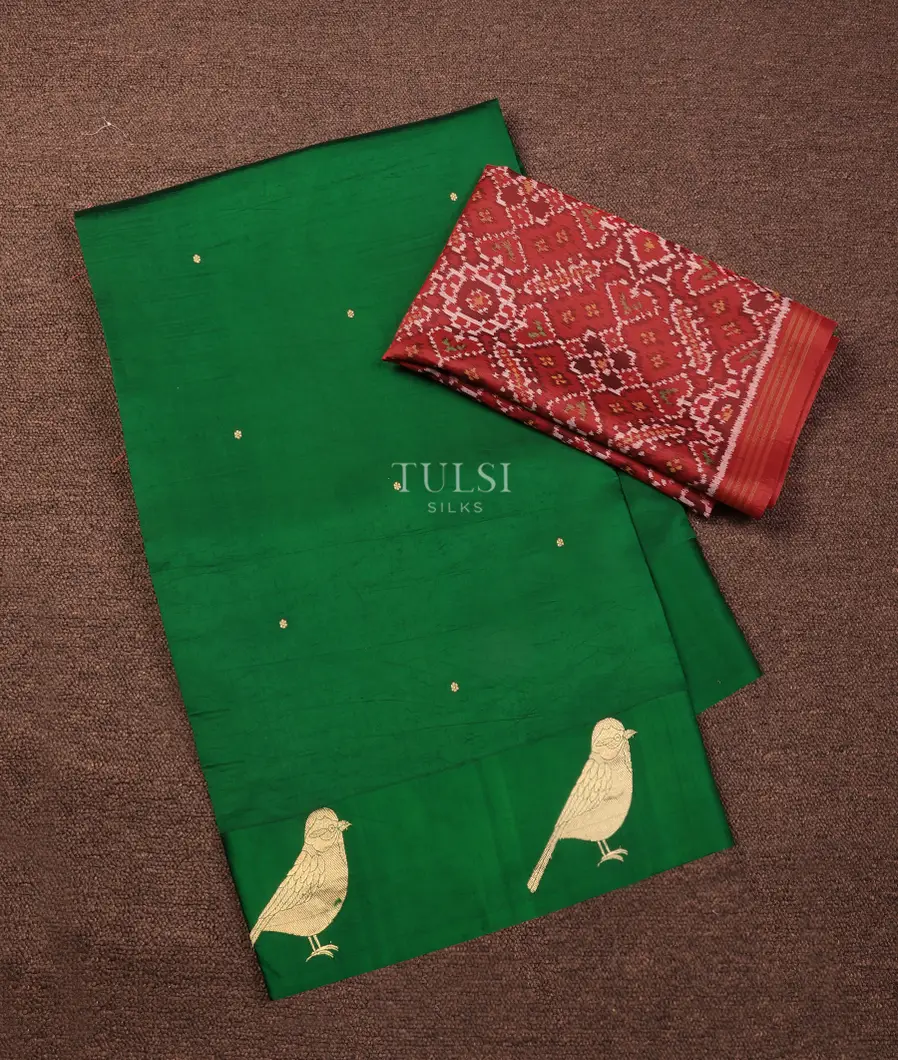 Bottle Green Banaras Silk Saree T720680-image