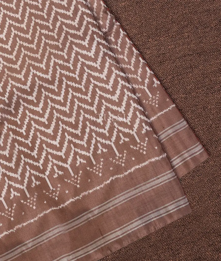 Light Brown Ikat Silk Saree T735683-image