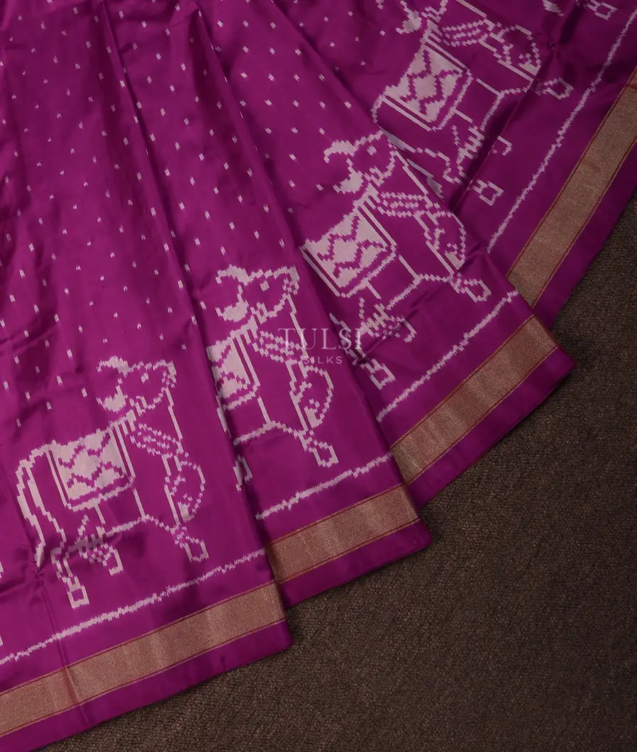 Purple Ikat Silk Saree T726969-image