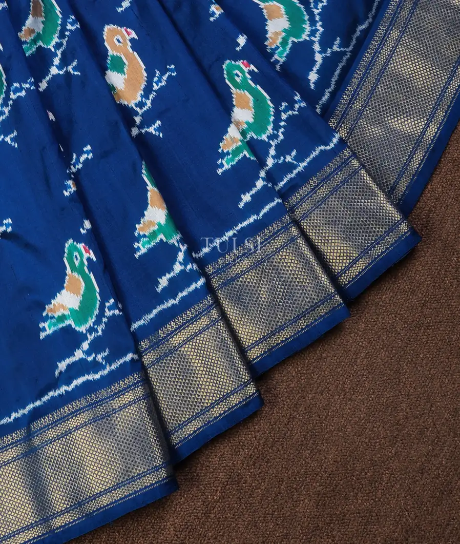 Blue Ikat Silk Saree T734687-image