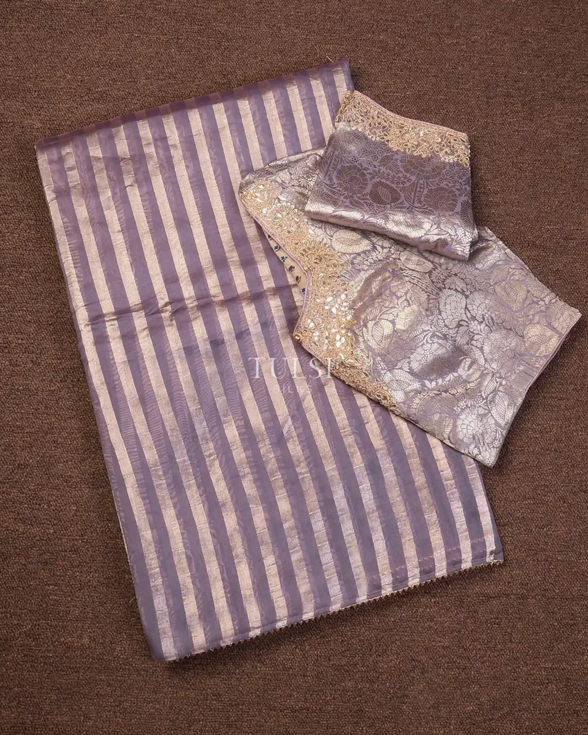 Lavender Munga Tussar Saree T734828-image