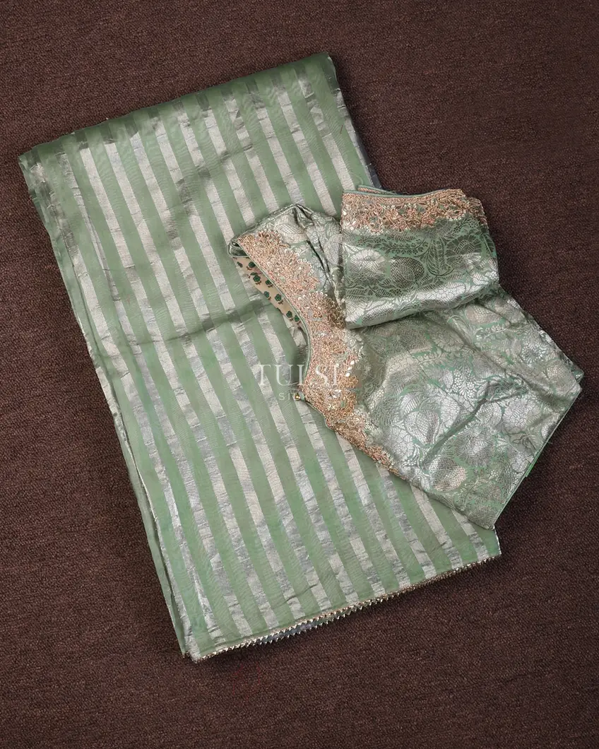 Light Green Munga Tussar Saree T734326-image