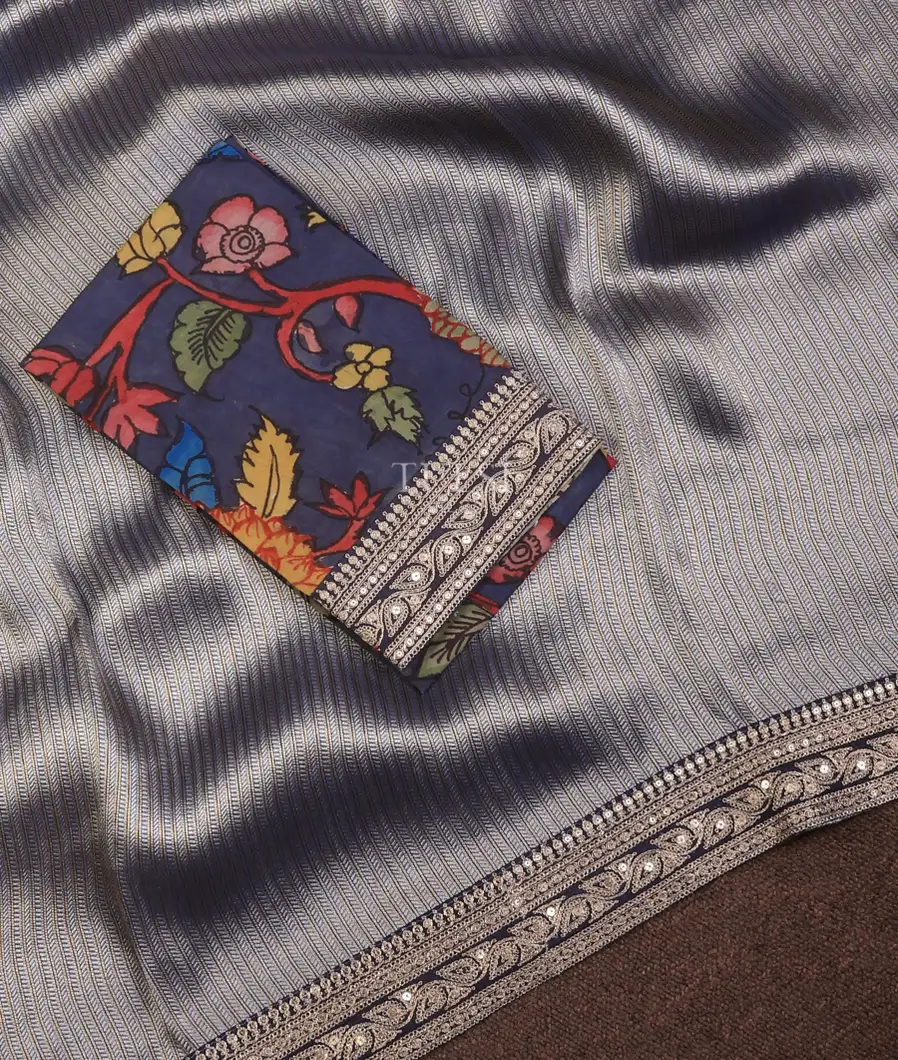 midnight-blue-art-crepe-tissue-silk-saree-with-kalamkari-blouse-t732614-t732614-d