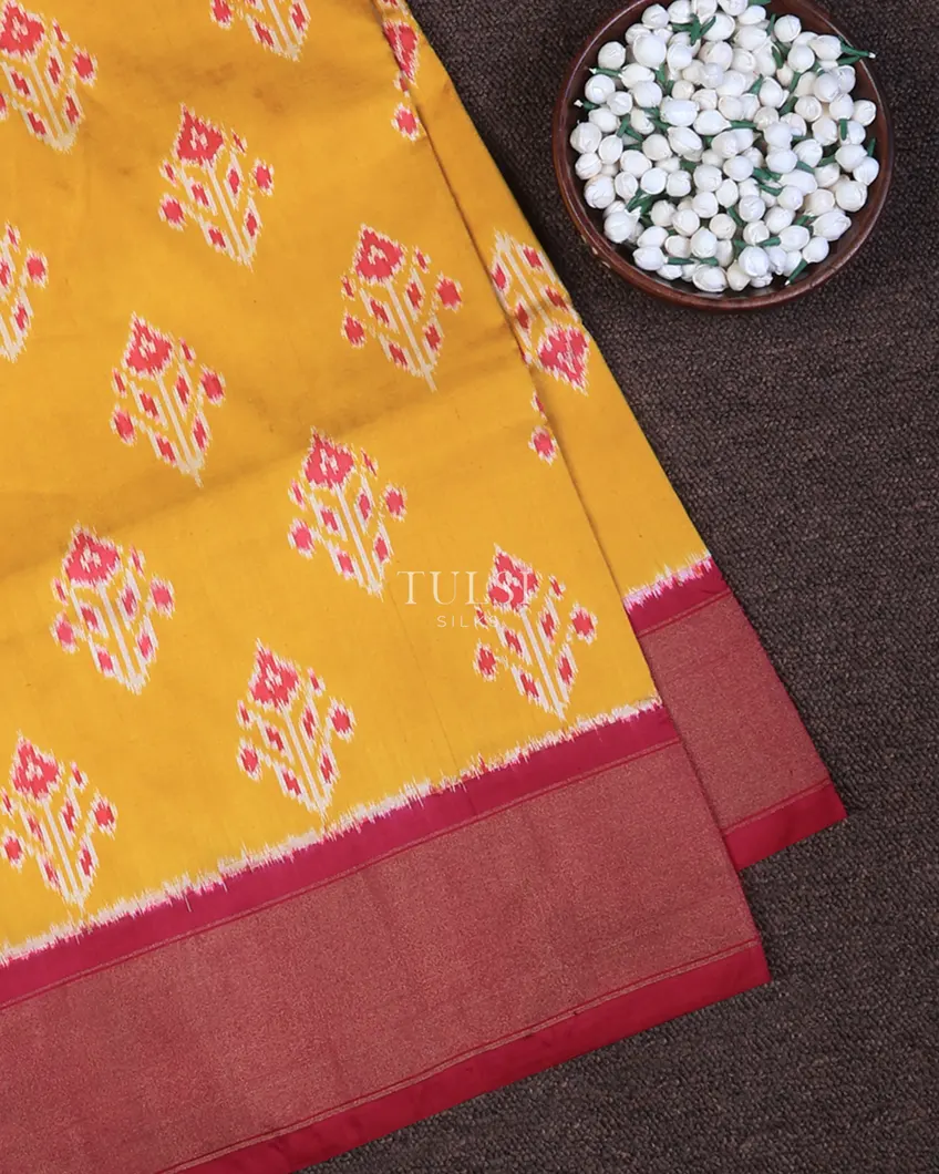 Yellow Ikat Silk Saree T735219-image