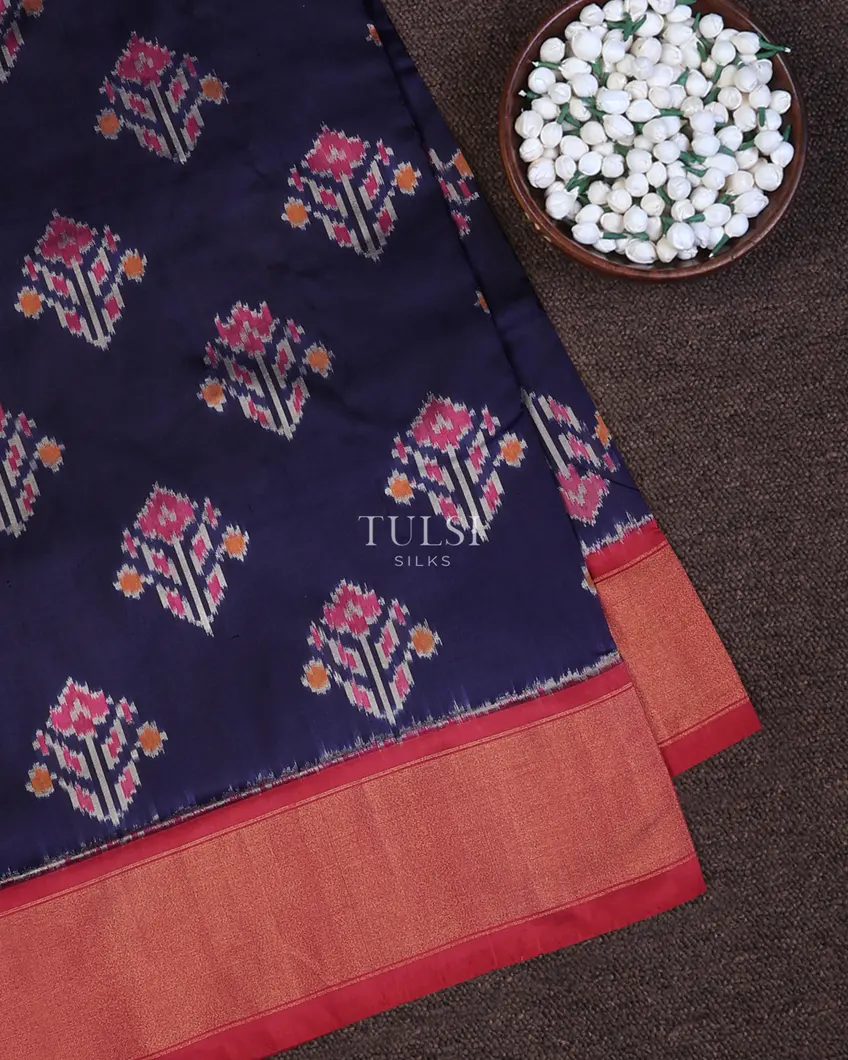 Blue Ikat Silk Saree T735211-image