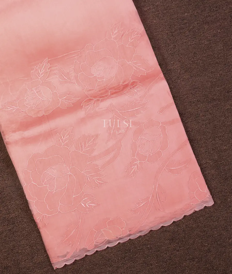 Peach Kora Organza Embroidery Saree T678146-image