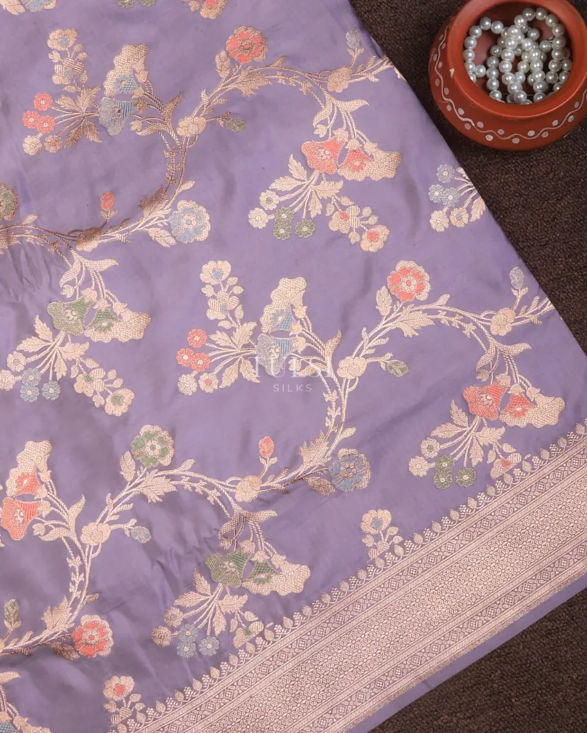 Lavender Banaras Silk Saree T738203-image