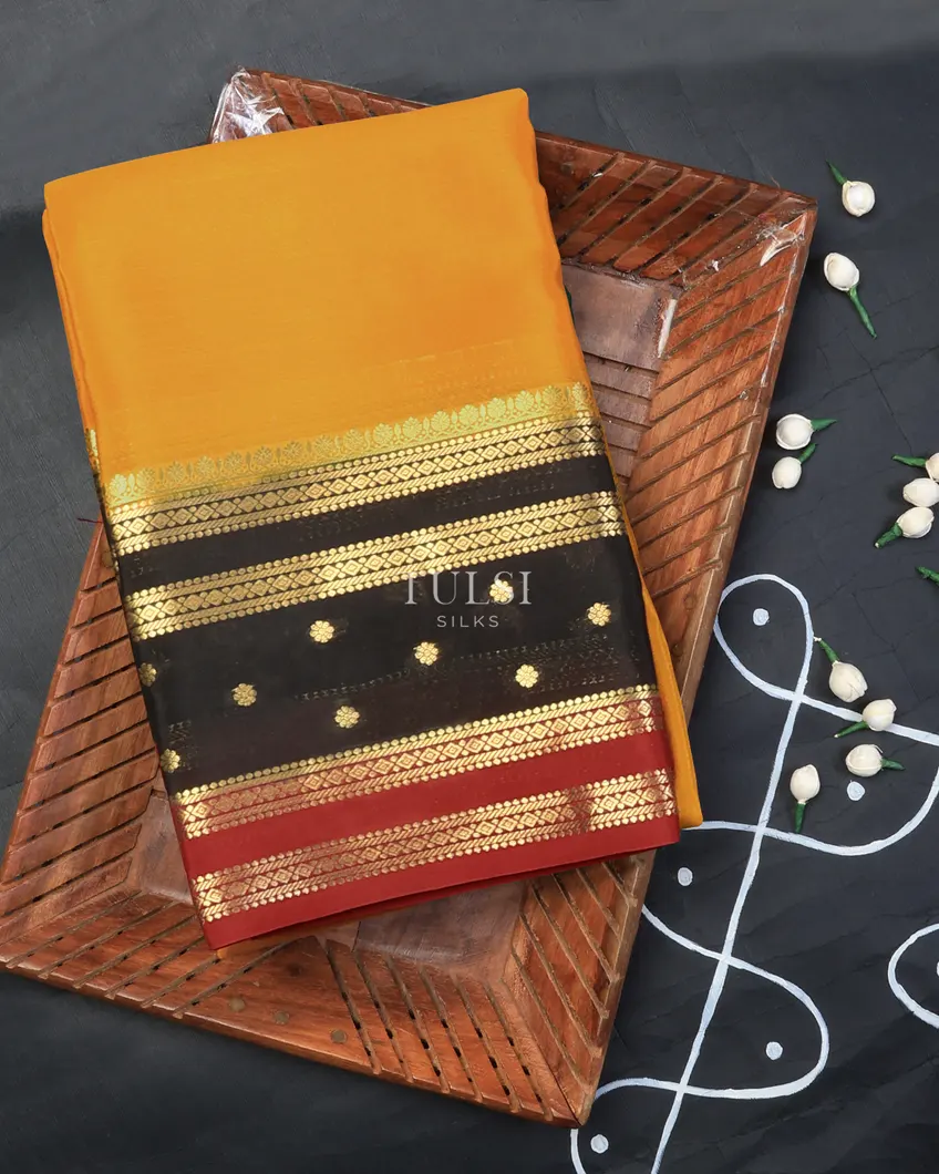 Mustard Yellow Mysore Silk Saree T738592-image