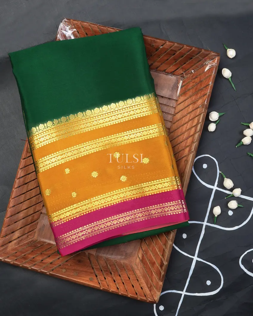 Bottle Green Mysore Silk Saree T738586-image