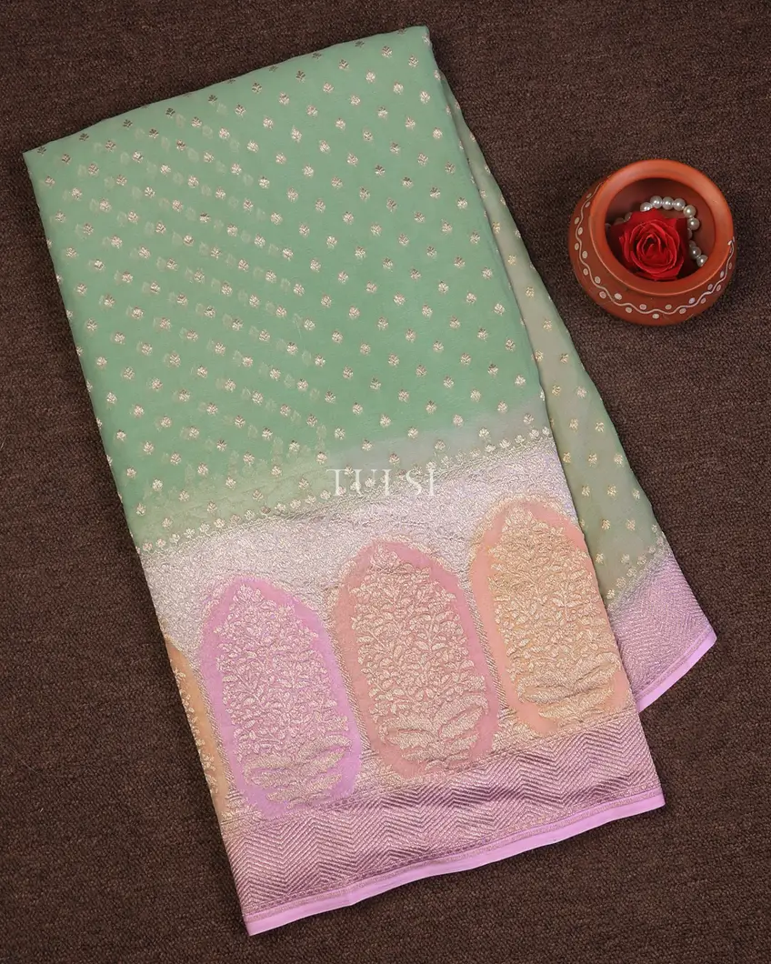 Green Banaras Georgette Silk Saree T735844-image