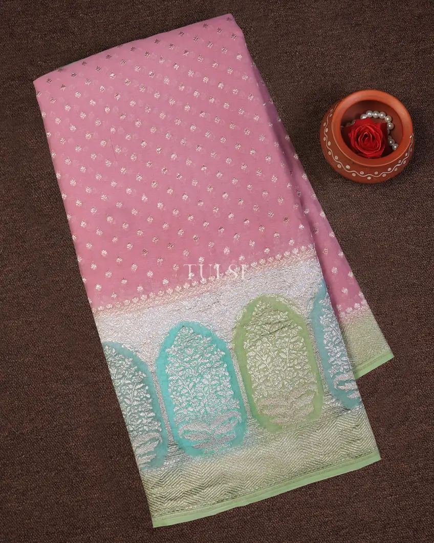 Pink Banaras Georgette Silk Saree T735858-image