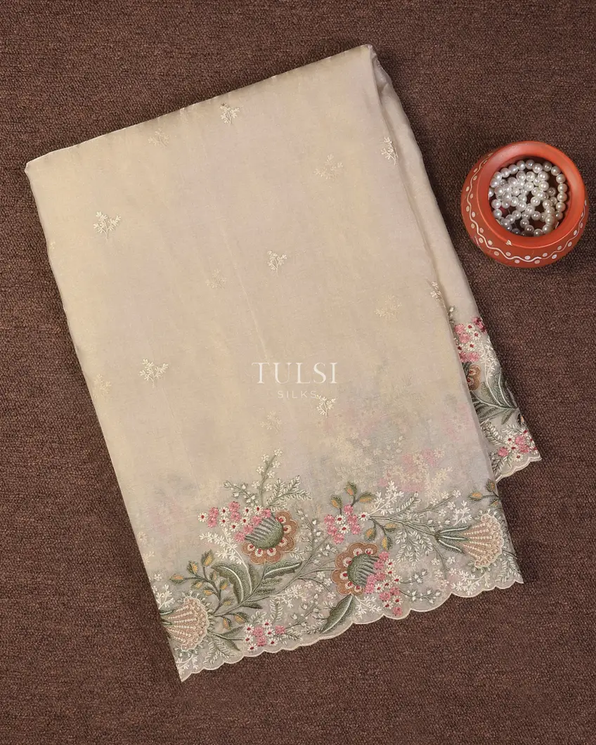 Off-White Kora Tissue Organza Embroidery Saree T739379-image