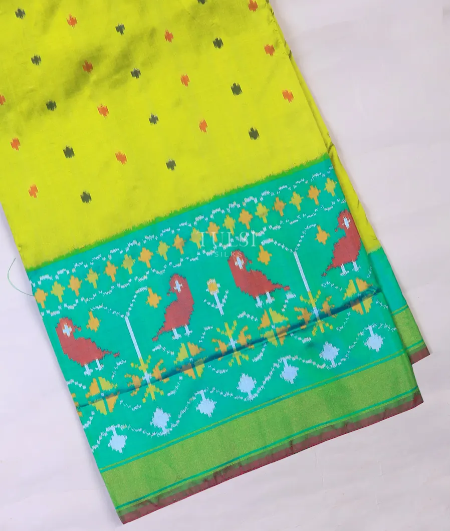 Green Ikat Silk Saree T734678-image