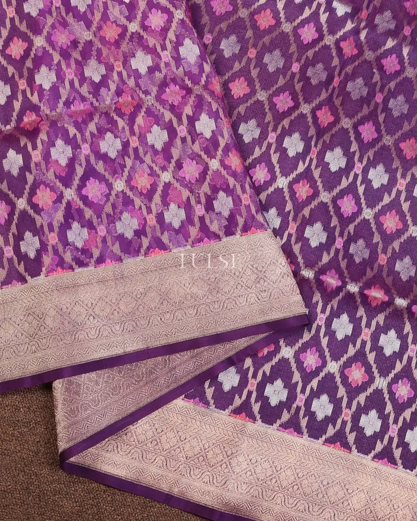 Purple Banaras Organza Saree T736427-image