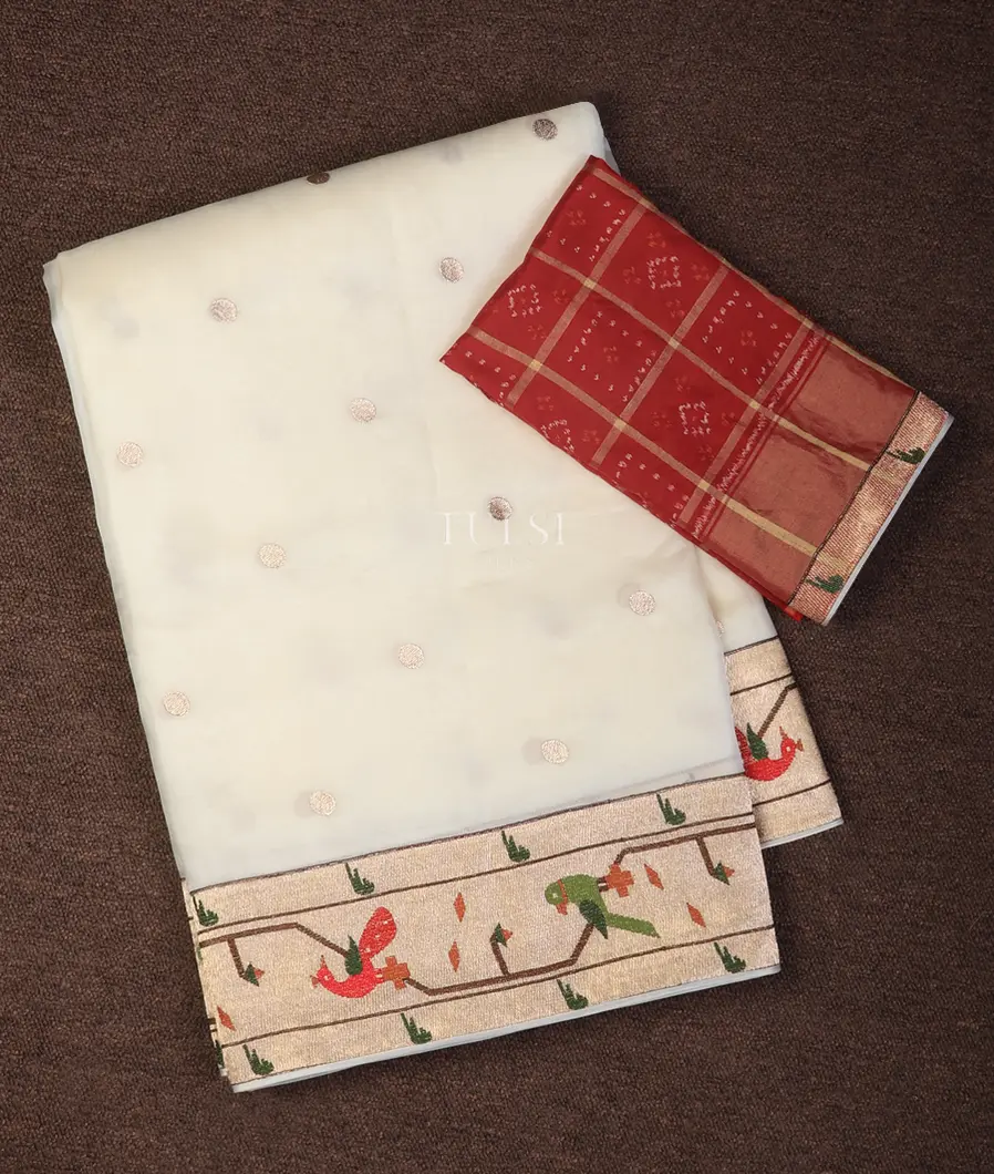 Off-White Kora Organza Embroidery Saree T739282-image