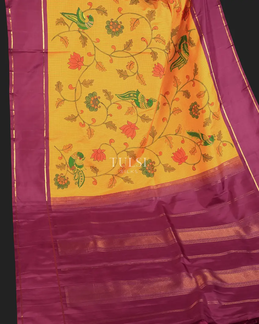 yellow-kanjivaram-kalamkari-handpainted-saree-t739622-t739622-d