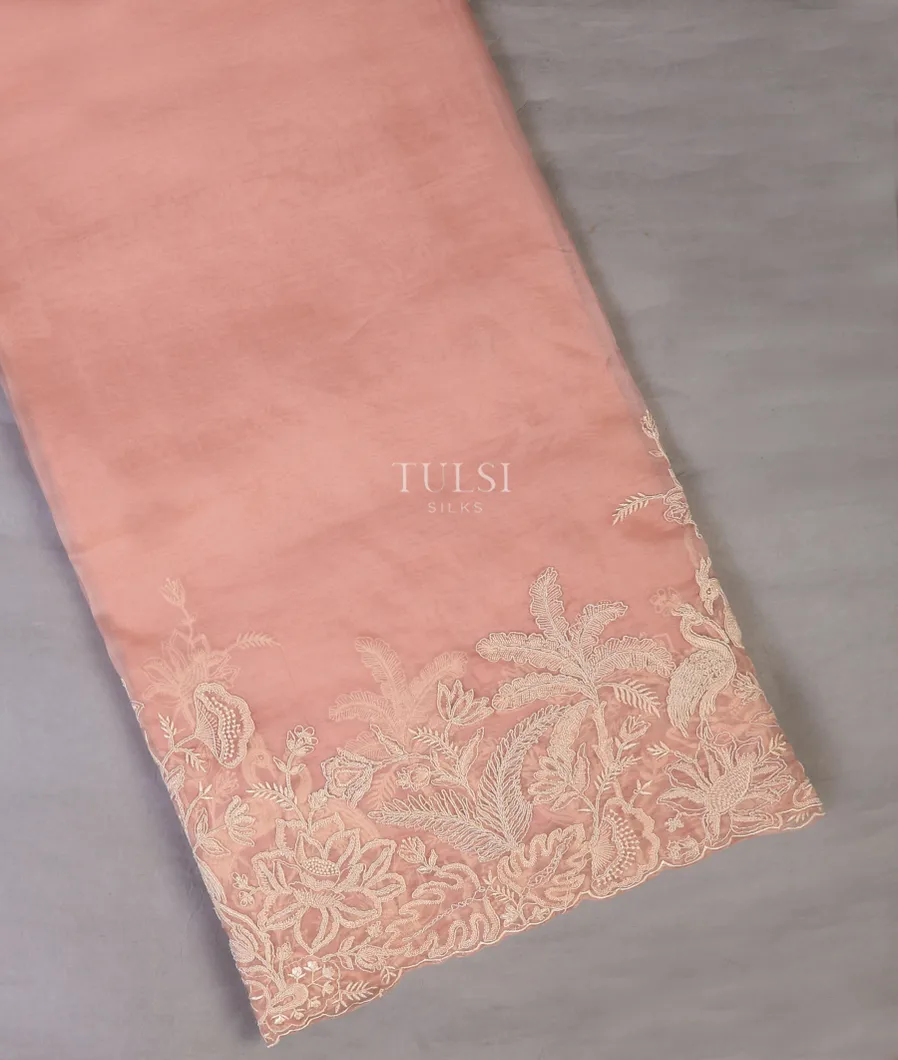 Pink Kora Organza Embroidery Saree T740463-image
