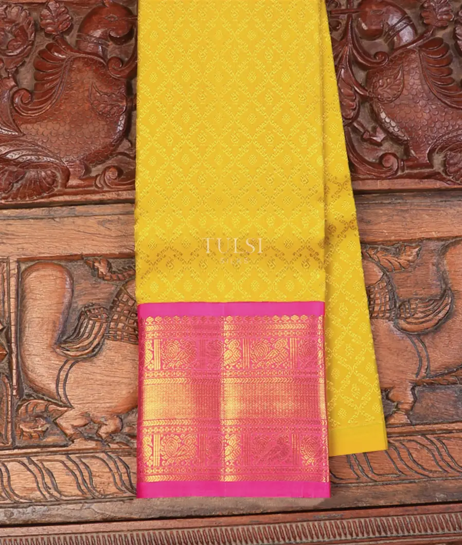 Yellow Kanjivaram Silk Kids Pavadai T739677-image