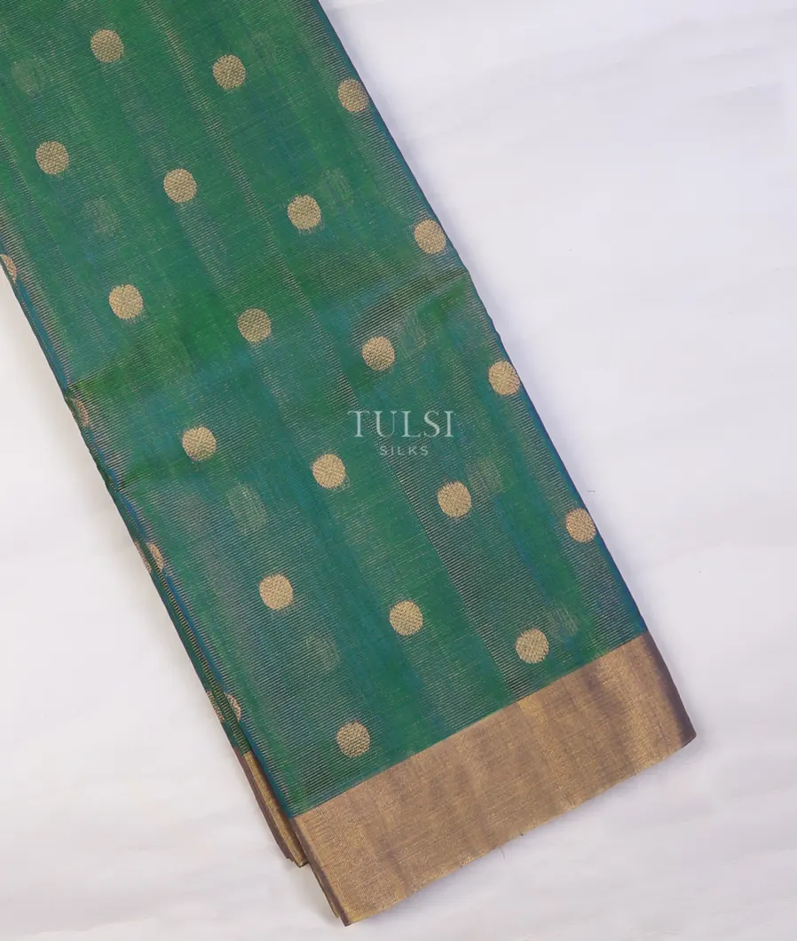 Peacock Blue Silk Cotton Saree T738264-image