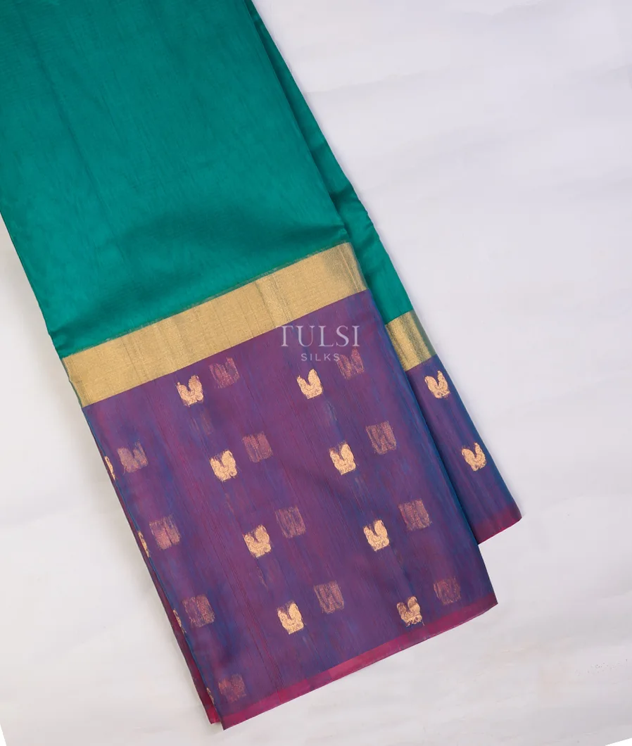 Peacock Blue Silk Cotton Saree T738267-image