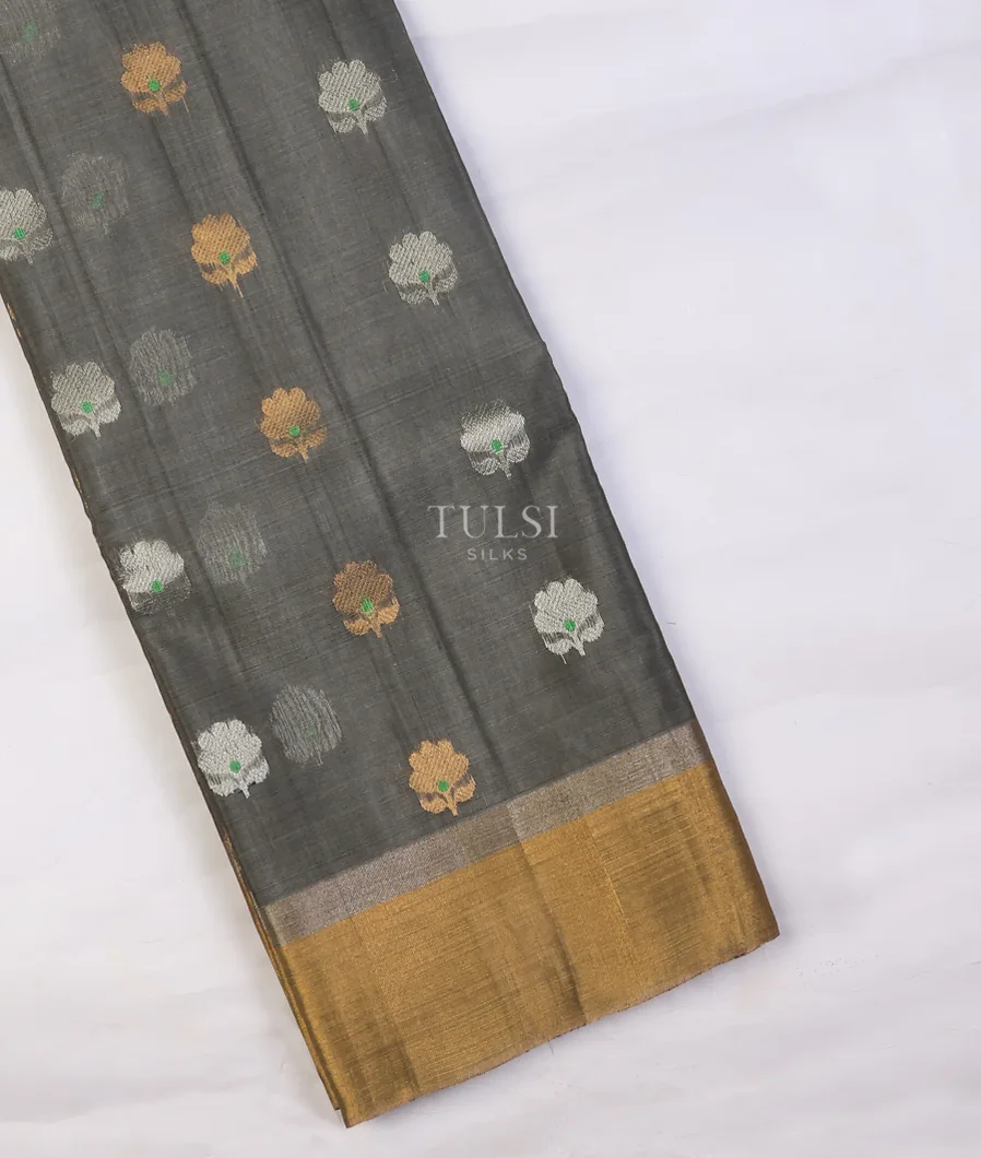 Grey Silk Cotton Saree T738258-image