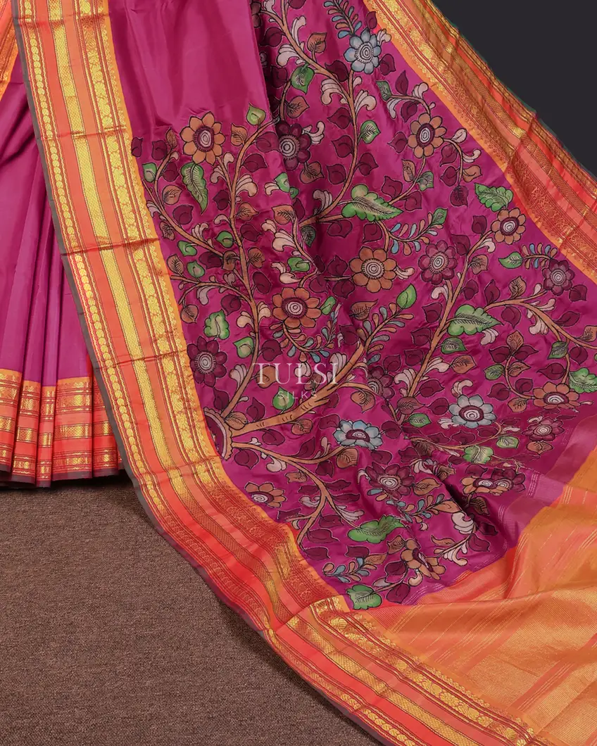 pinkish-red-kanjivaram-silk-with-kalamkari-patch-work-saree-t737267-t737267-b