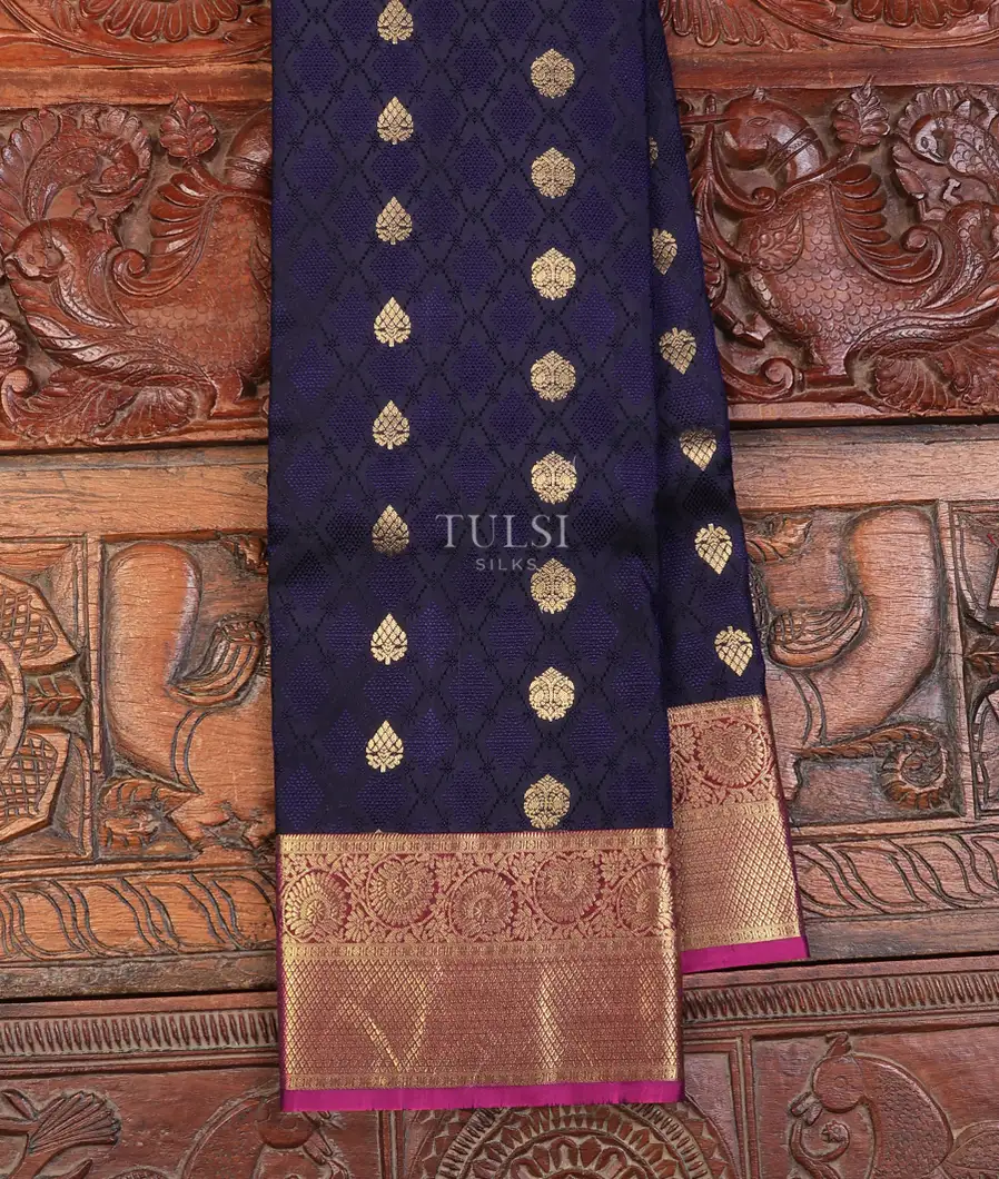 Midnight Blue Soft Silk Saree T666957-1-image