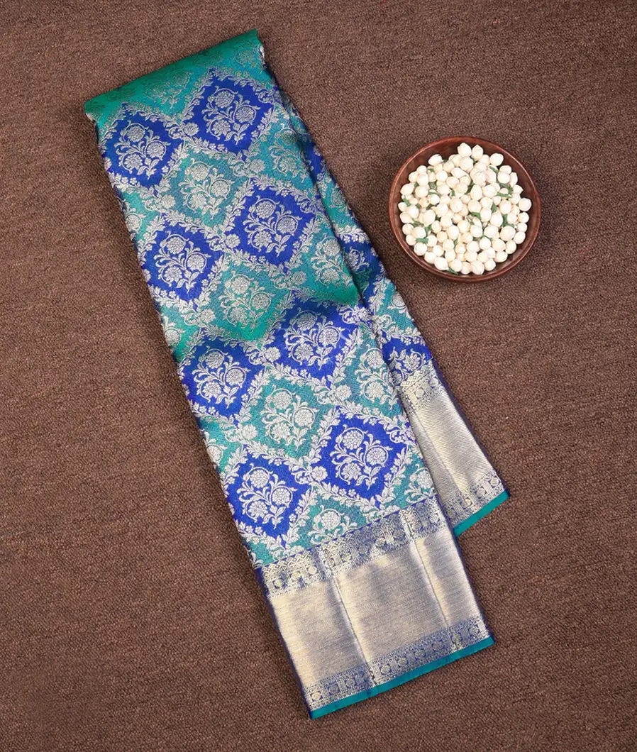 Peacock Blue and Green Kanjivaram Silk Saree T739214-image
