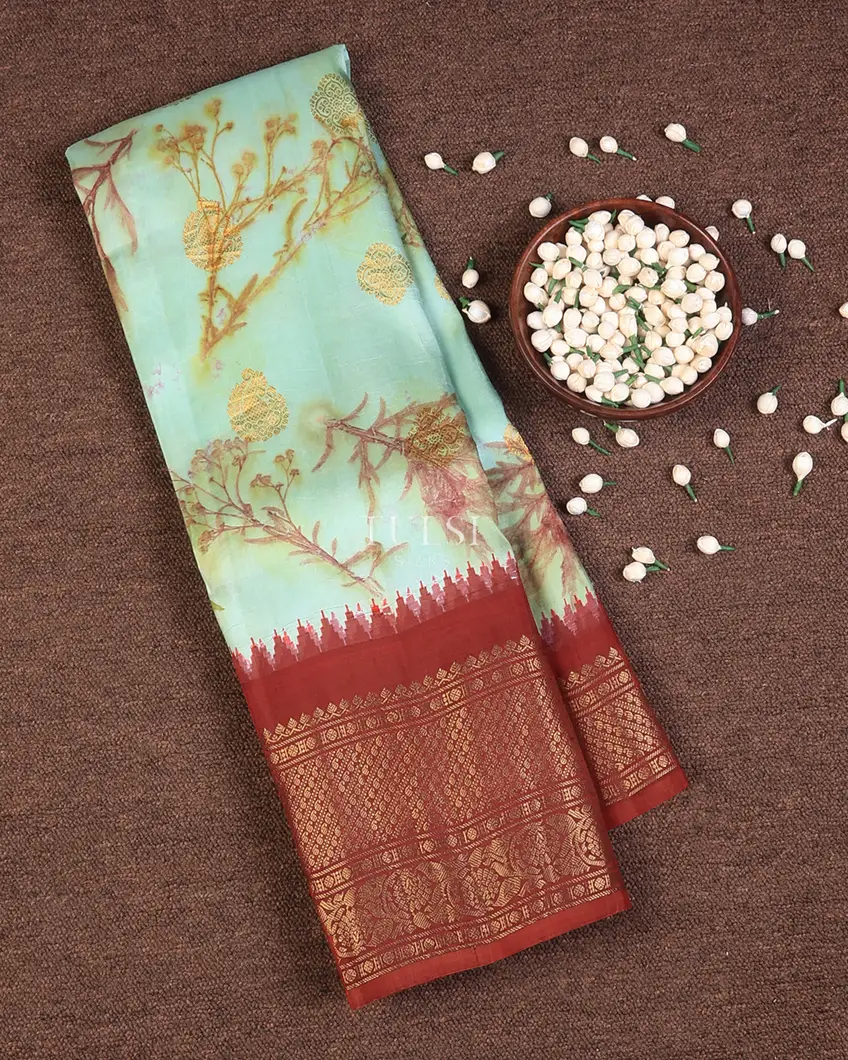 Light Blue Gadwal Silk Saree T740741-image