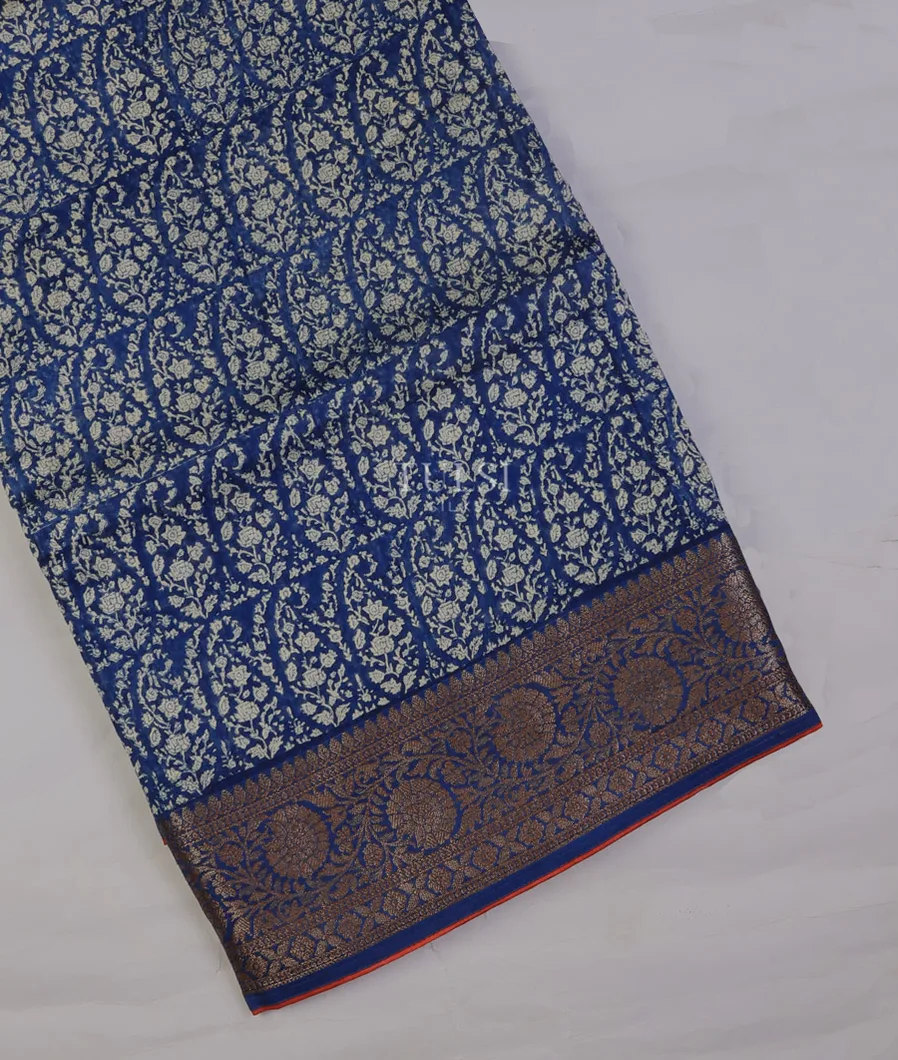 Blue Soft Printed Cotton Saree T737851-image