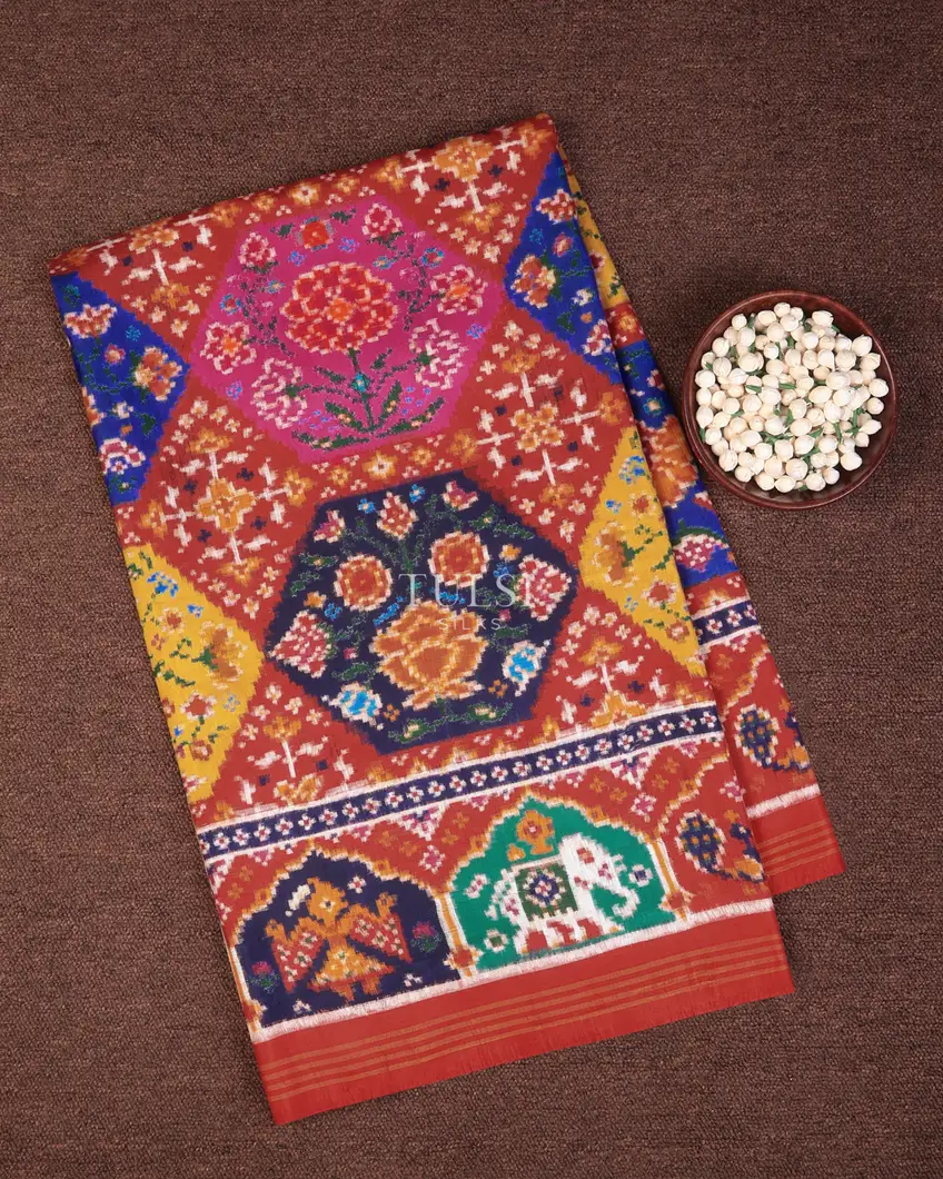 Multicolour Patan Patola Silk Saree T737733(without Blouse)-image