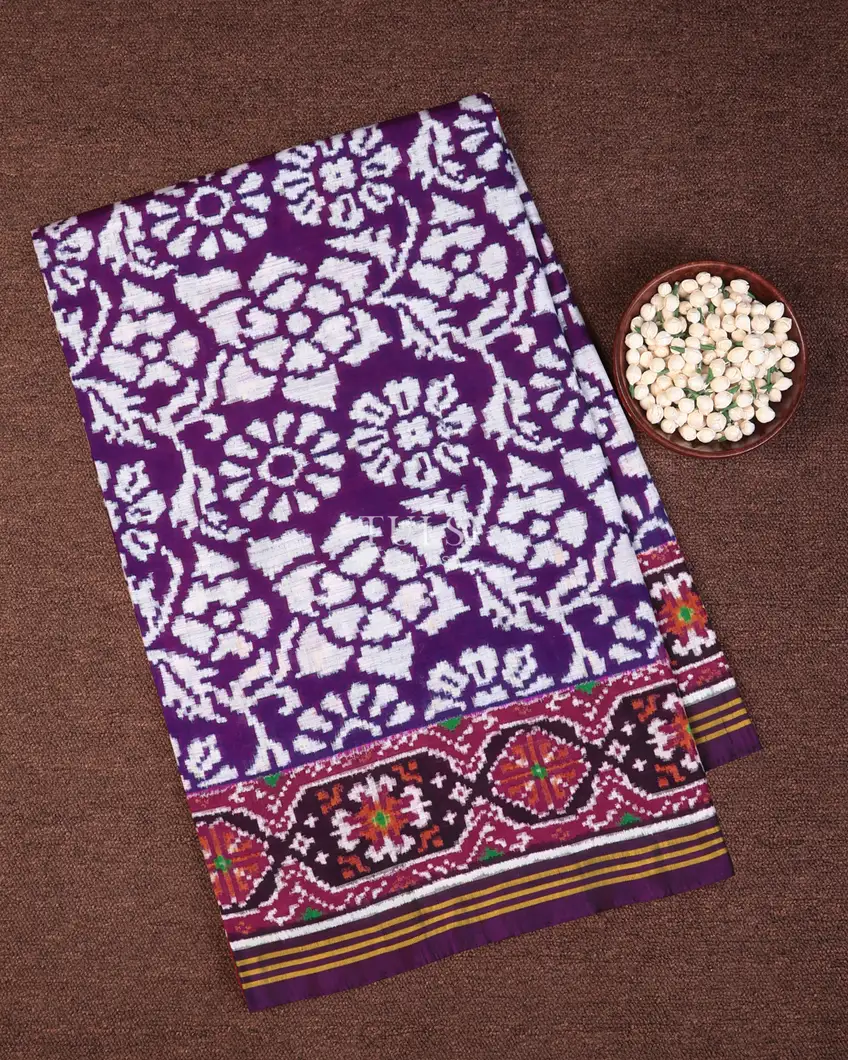 Purple Patan Patola Silk Saree T740191(without Blouse)-image