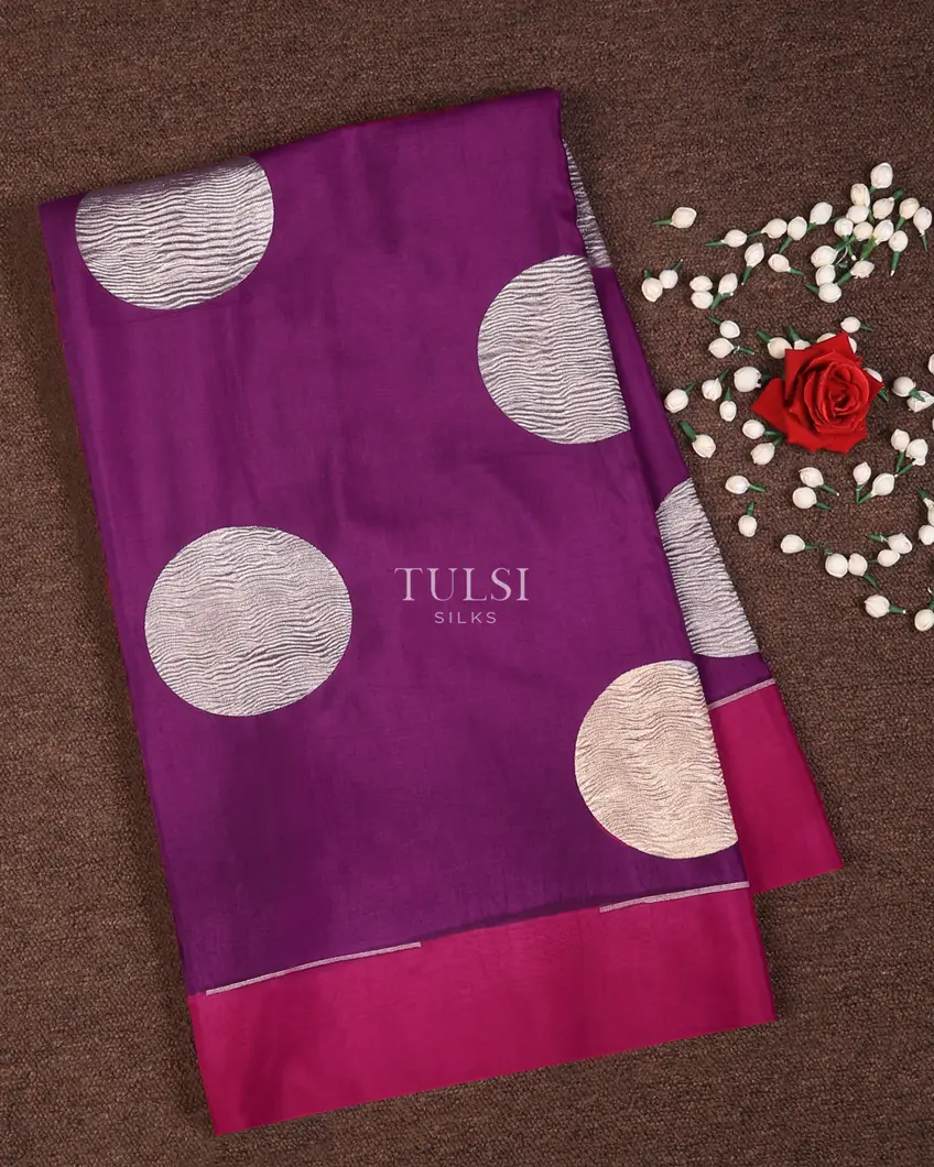 Purple Banaras Silk Saree T724981-image